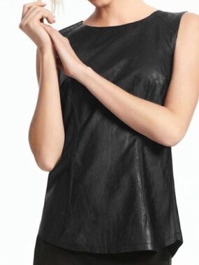 Cabi | faux leather black zip up tank size 2